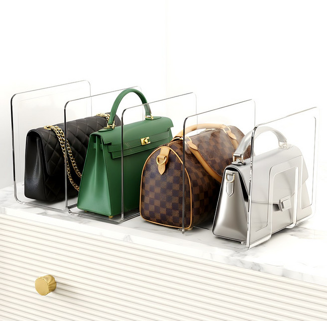 아이리벳 착착착 가방정리대 투명 아크릴 칸막이 핸드백 정리함, 1개, 4칸