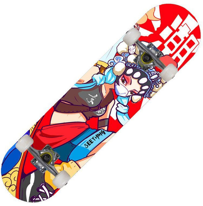 專業成人兒童幼童滑板 滑板 四輪楓木板 初學者滑板 造型滑板 雙翹板 兒童玩具 新手滑板, 專業板-國潮G-23,不閃輪, 1個