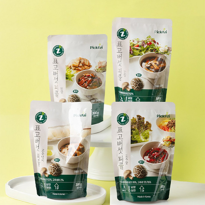 표고버섯 장아찌 300g 4가지맛 피클 절임 된장 반찬 비빔밥 캠핑 밥도둑 삼겹살, 간장맛 300g