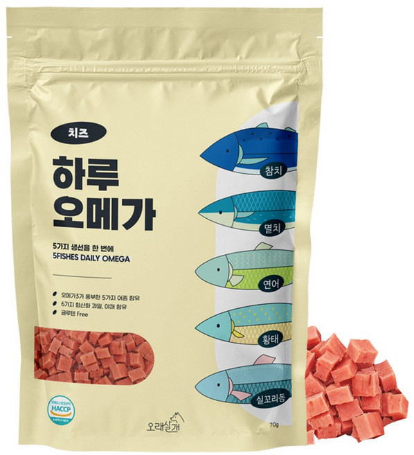 오래살개 하루오메가 치즈 반려동물 오메가3 노즈워크 간식, 70g, 1개