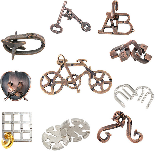 구름너머 캐스트퍼즐 10개 세트 메탈 지혜의고리 두뇌 개발, 1개