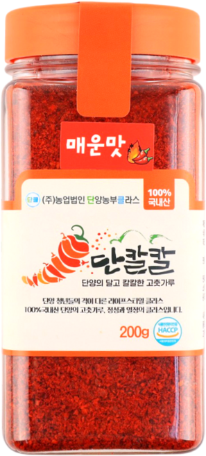 단칼칼 국산 단양 세척 청결 매운 고추가루 햇 고춧가루 (매운맛), 200g, 1개