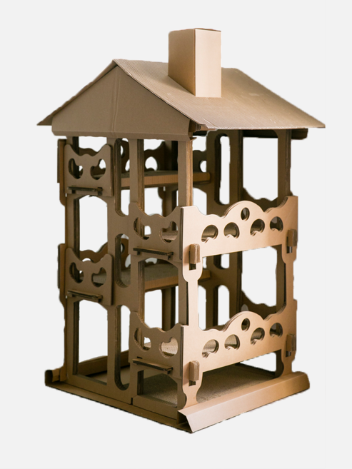 Petique Chateau 寵物城堡 貓抓板 貓跳台 貓屋, 1個, 牛皮紙原色