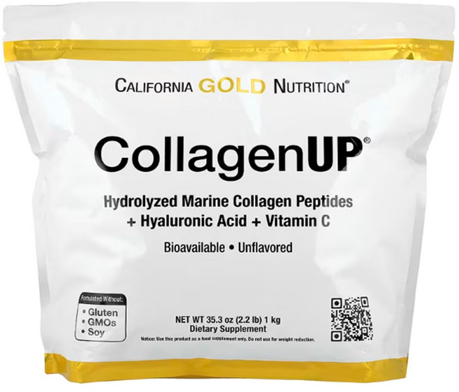 1+1 캘리포니아골드뉴트리션 CGN 가수분해 콜라겐 펩타이드 CollagenUp 무맛 1kg 히알루론산 히알론산나트륨 아스코르브산칼슘 칼슘아스코베이트, 2개