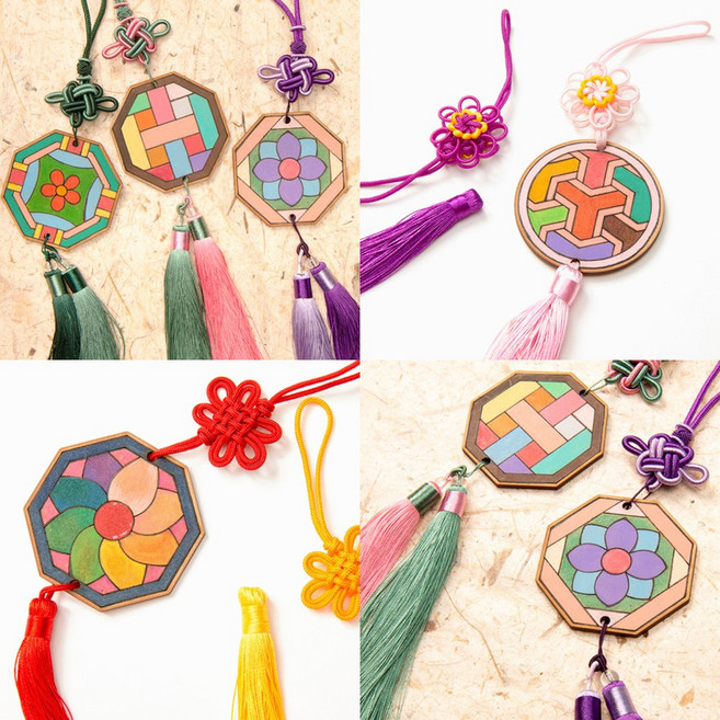 민화샵 전통문양 매듭 노리개만들기 (세트X 팬시우드/노리개 별도 구매 제품), 팬시우드 원형연꽃