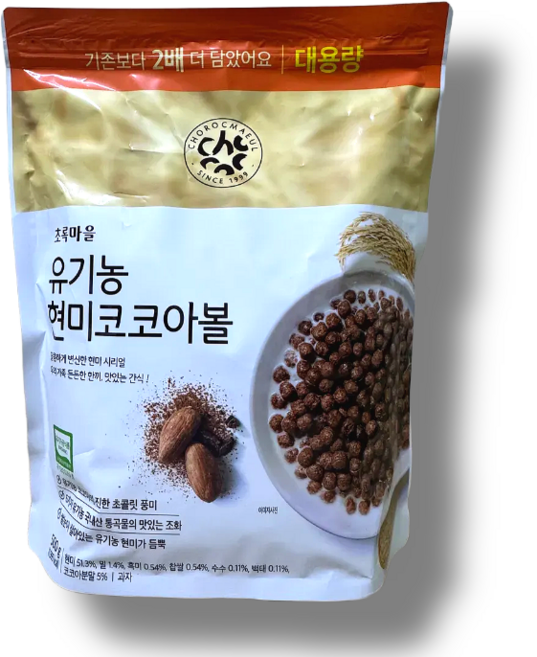 6가지 국내산 통곡물이 달콤하게 어우러진 유기농 현미코코아볼 초록마을, 2개, 500g