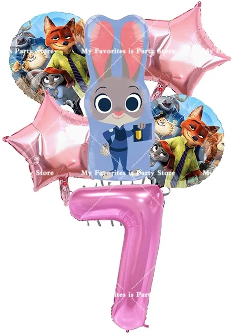 올스토어 주토피아 테마 호일 숫자 풍선 세트 애니메이션 영화 키즈 주디 토끼 파티 장식 크리스마스 품, 06 NO.7