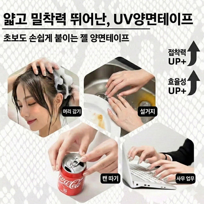 네일 실리콘 UV/LED 양면테이프 2장 1SET 램프용 인조팁 패디팁 글루 스티커 연장팁 셀프네일아트, 1세트, 검정(소)2장