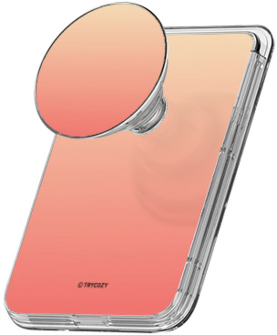 트라이코지 솔리드 그라데이션 글로시 그립 스마트톡 마그네틱 카드지갑 거치대(맥세이프 호환), 1개, 플라밍고