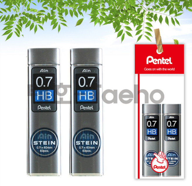 펜텔 아인슈타인 샤프심 0.7mm HB/B/2B 2개 세트, 1팩, 아인 0.7 C-277-HB 2개