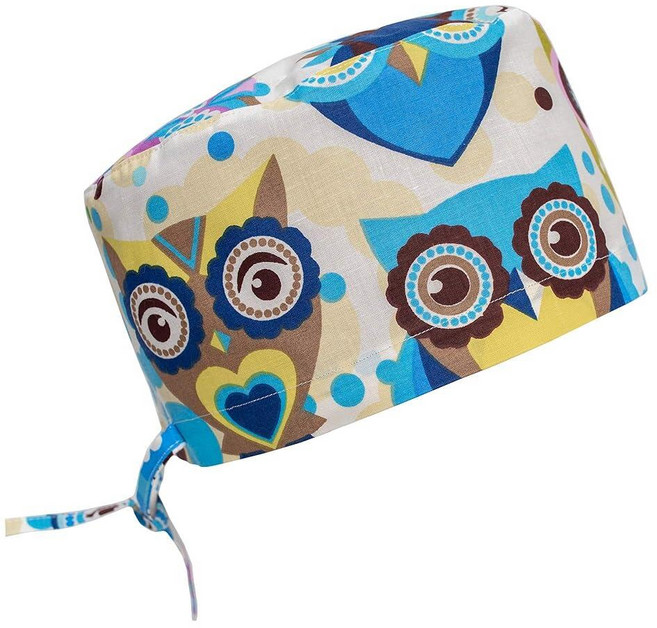 스크럽 퍼니 캡 모자 유니 동물 프린트 유니폼 랜덤 프린트 올빼미 One Size, 3-One Size