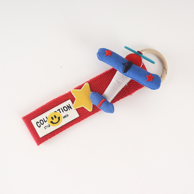 완제품 와펜 스트랩 키링 단체 선물 가방 꾸미기 귀여운 디자인 왕고리, 1개, 빵빵비행기 레드