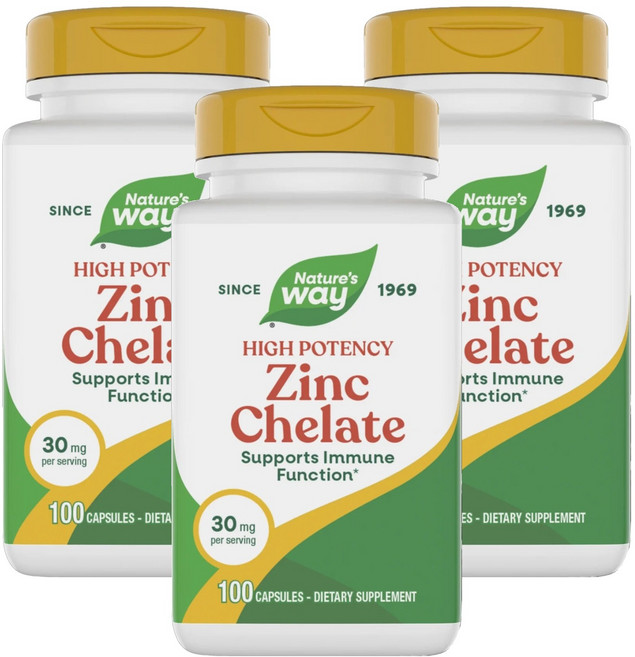 네이쳐스웨이 아연 킬레이트 30mg 캡슐, 100정, 3개