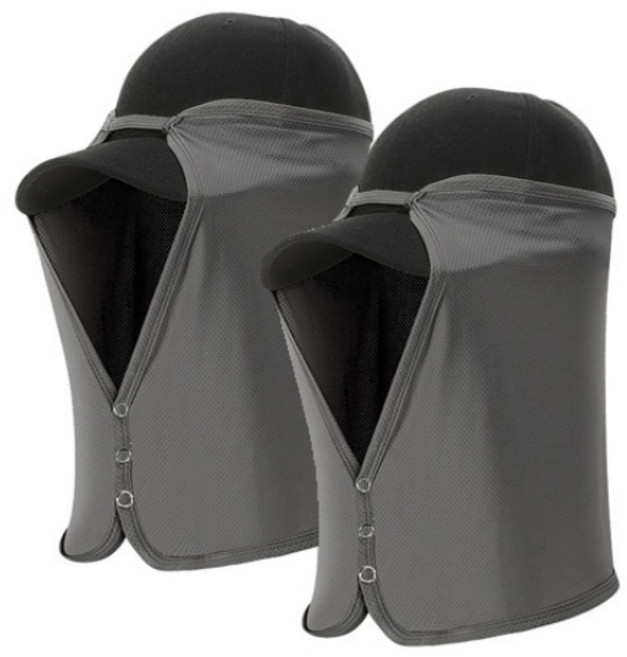 숏타입 모자 햇빛가리개 2개 세트, 다크그레이