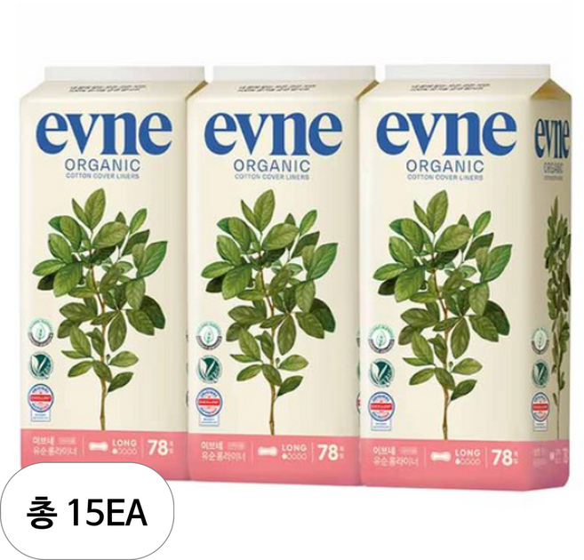이브네 오가닉 라이너, 롱, 78개입, 15개