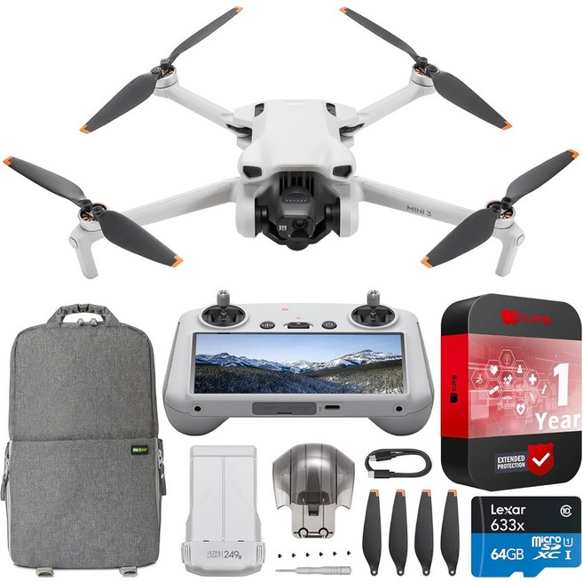 DJI 미니3 프로 드론 4K 카메라 RC-N1 컨트롤러(스크린 미포함) 플라이모어 키트 번들, RC 스타터 키트, 미니 3, 1개