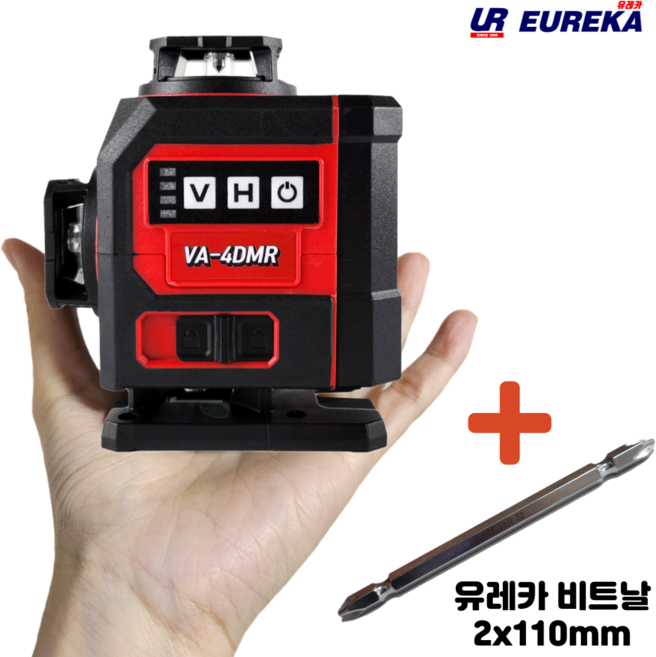 유레카 소형 미니 레드라인 레이저 레벨기 수평기 VA-4DMR + 유레카 비트날 2x110mm, 1개