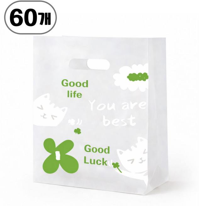 반투명 비닐 쇼핑백, 60개, 클로버