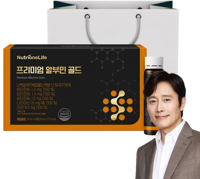 [무료배송/오늘출발] 뉴트리원 프리미엄 알부민 골드 쇼핑백 세트구성 HACCP인증 흡수 빠른 액상형 난백알부민 마시는 알부민 액상, 1개, 14회분