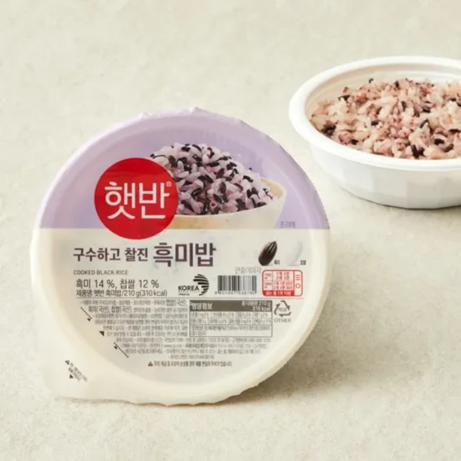 햇반 흑미밥 즉석밥 210g 36개 대용량 묶음
