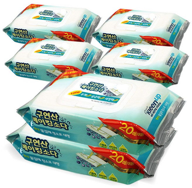 에파타클린업 구연산 베이킹소다 프리미엄 물걸레청소포 대형 20매입, 6개