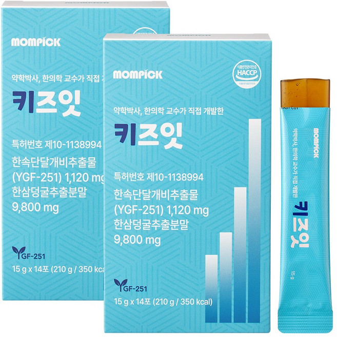 맘픽 키즈잇 한삼덩굴 환삼덩굴 추출분말 율초 식약청 HACCP 인증 젤리 스틱, 2세트, 14회분