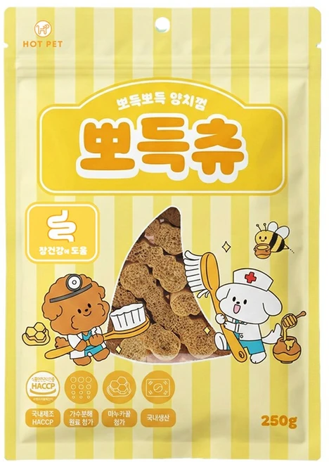 핫펫 강아지 뽀득츄 소프트 덴탈껌, 250g, 1개, 허니버터향 - 쿠팡