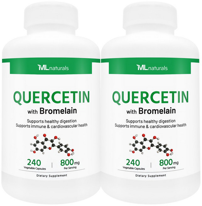 [미국빠른직구] 신제품 마이라이프 내추럴스 퀘르세틴 (순도 95%) with 브로멜라인, 2개, 240정