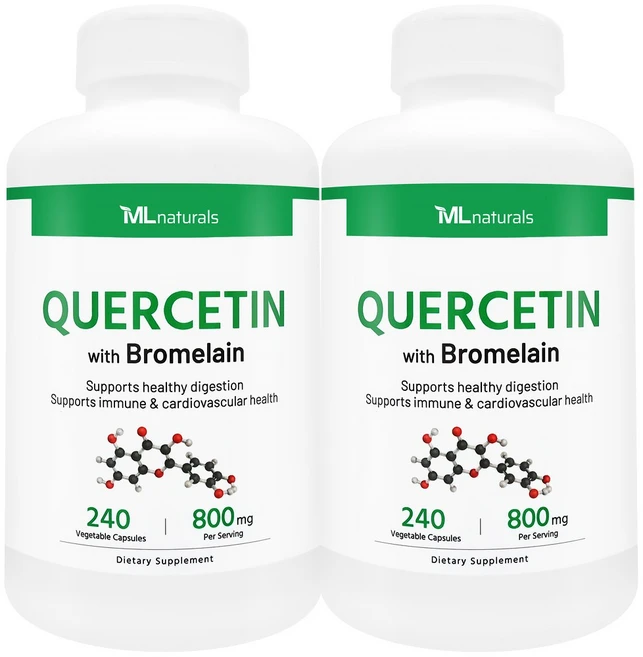 [미국빠른직구] 신제품 마이라이프 내추럴스 퀘르세틴 (순도 95%) with 브로멜라인, 2개, 240정 - 쿠팡
