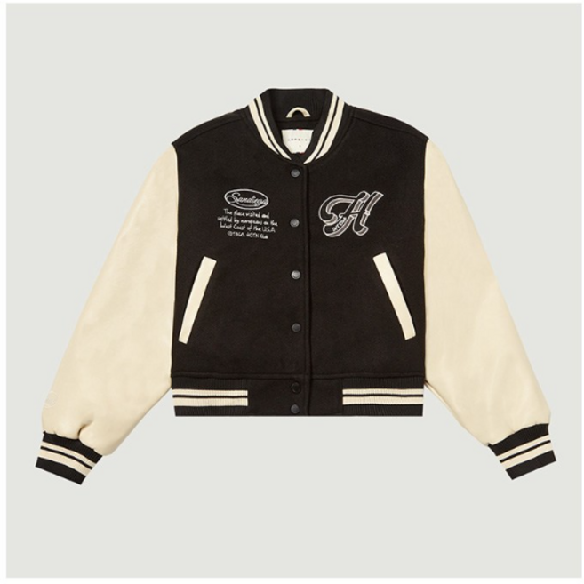 행텐 여성용 크롭 바시티 패딩