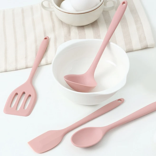 미니 실리콘 조리도구 키친툴 4종세트, 핑크 - 쿠팡