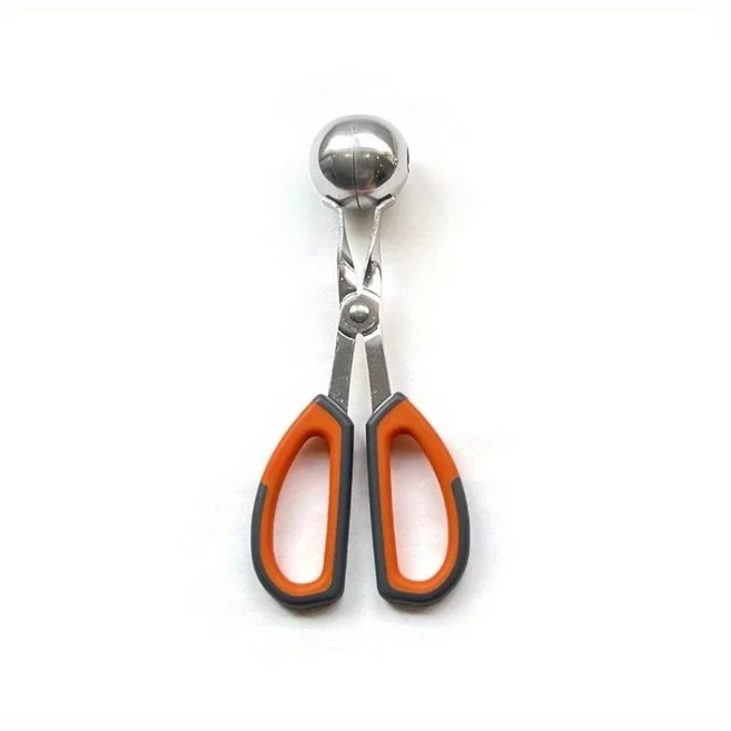 호환 논슬립 손잡이 2가지 크기의 스테인레스 스틸 미트볼 스푼 아이스크림 주먹밥 클립, 02 Orange, 1개