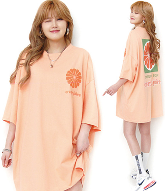 현이네 ] 오렌지반팔티 4컬러 ( 남여공용 ) / 빅사이즈