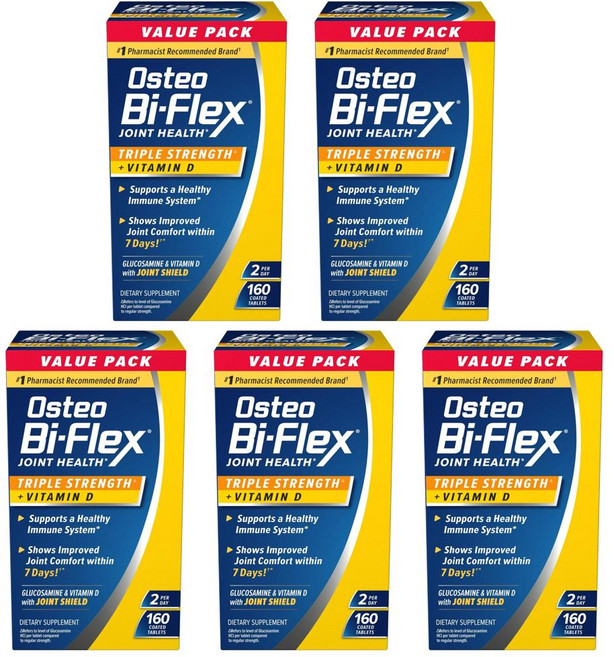 Osteo Bi-Flex 오스테오 바이플렉스 조인트 헬스 트리플 스트렝스 비타민 D3 2000 IU 160정, 5개