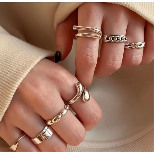 태쓰 에메랄드 레이어드반지 6종세트