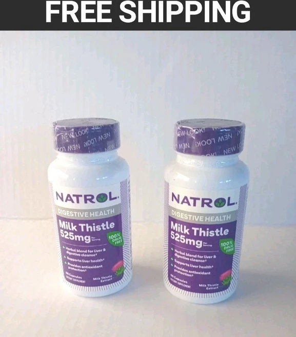 Natrol 나트롤 밀크씨슬 525mg 60캡슐 2개입 간 및 소화 건강용 유통기한: 2027년 5월 31일 121850 - 쿠팡