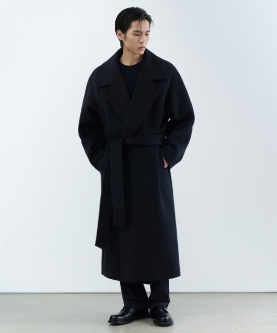 무신사스탠다드 MUSINSA STANDARD 캐시미어 블렌드 오버사이즈 더블 로브 코트 [네이비]MMECT7D17-NA 122224