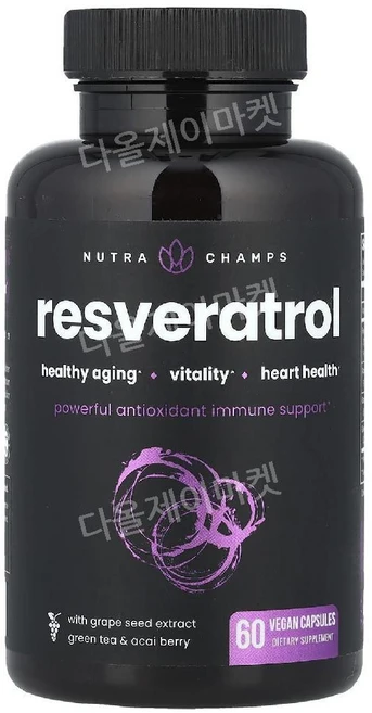 뉴트라챔프 레스베라트롤 포도씨추출물 녹차추출물 비타민씨 아스코르브산 60정, 1개 - 쿠팡
