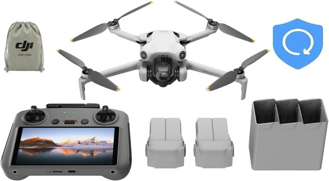 DJI 미니 4 프로 더 많은 콤보 플러스 RC 2 1 년 NYC 케어 플랜 포함 카메라 4K 지능형 비행 배터리 3 개 최대 135 분 시간 스마트 귀가 초보자를 위한 드론
