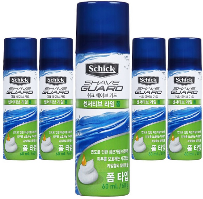 쉬크 쉐이브가드 센서티브 라임 폼, 60ml, 5개
