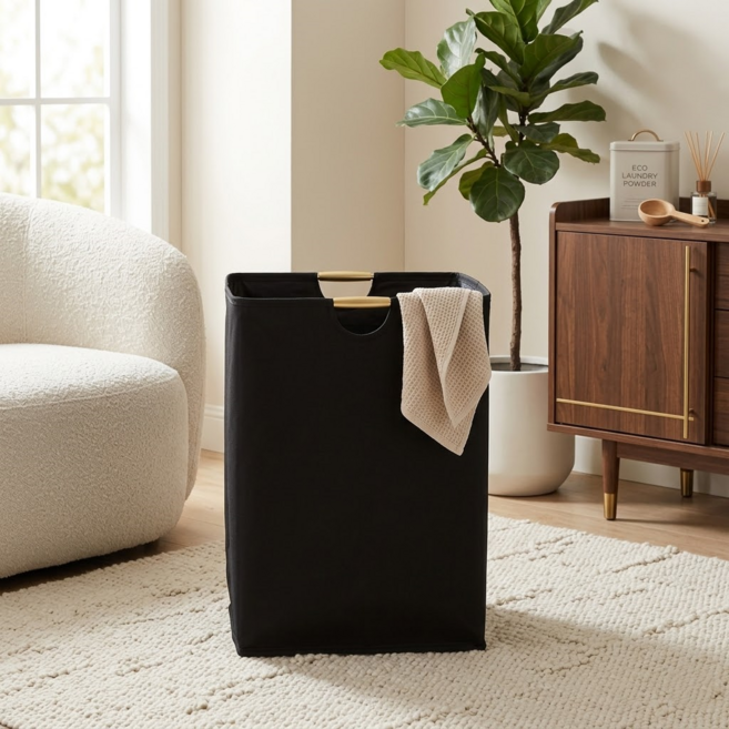 접이식 대용량 다용도 깔끔한 세탁 빨래통 빨래바구니, 블랙