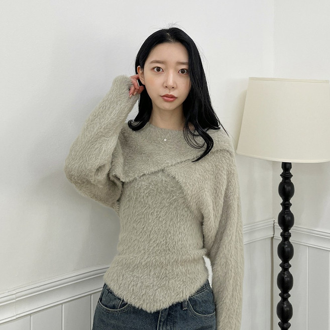 [디아미뇽] 모스 앙고라 니트 세트