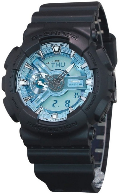 Casio G-Shock 아날로그 디지털 레진 스트랩 오션 블루 다이얼 쿼츠 GA-110CD-1A2 200M 남성용 시계