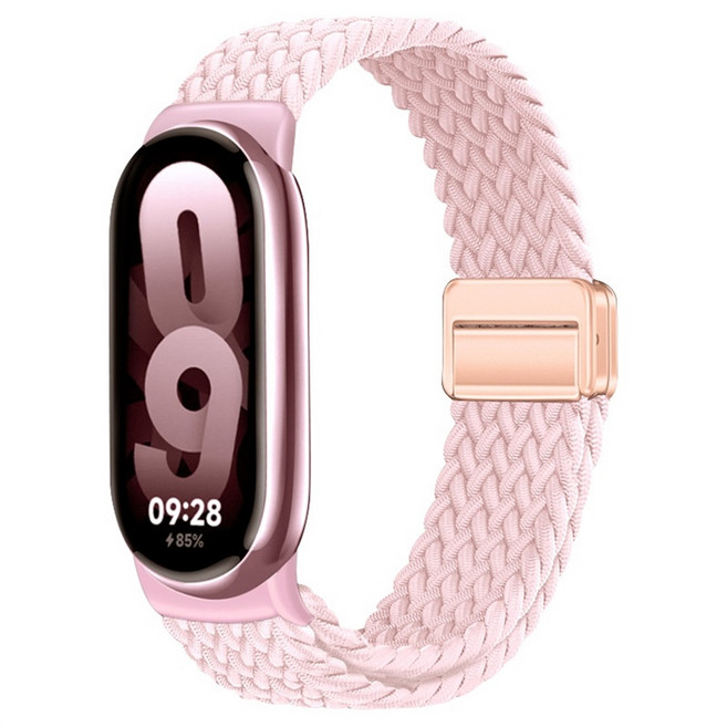 Sujunex 샤오미 미밴드8 9 10호환 일반형 브레이드 솔로루프 길이조절 나일론 스트랩 140mm-200mm, 라이트핑크, 1개