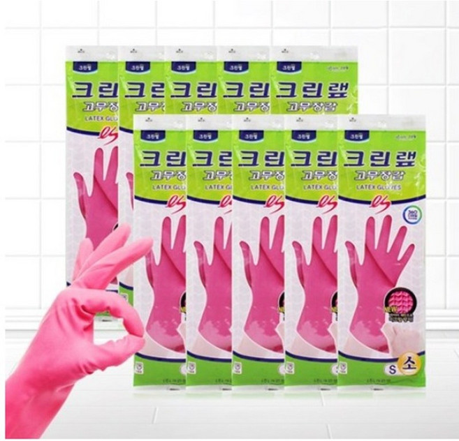 크린랩 고무장갑 ES 소, 핑크, 소(S), 10개