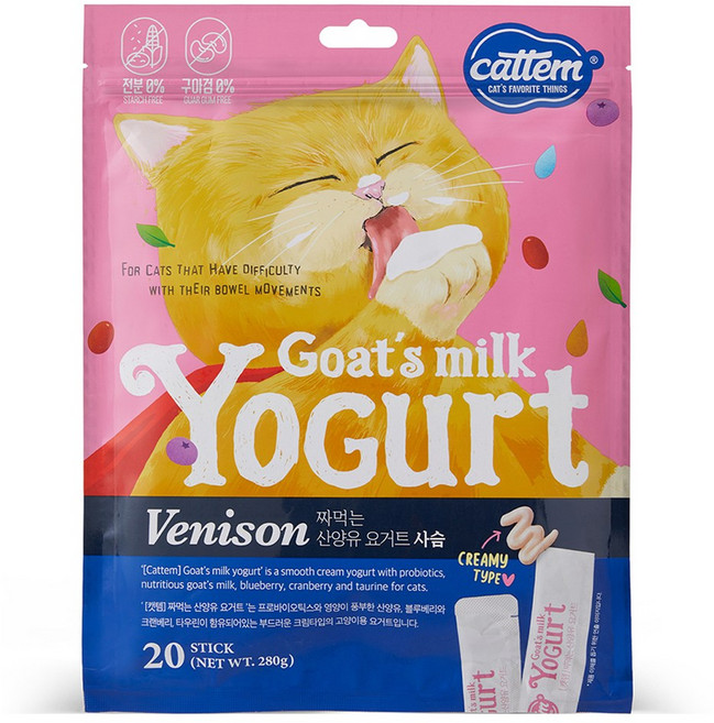 캣템 고양이 산양유 요거트 짜먹는 간식 20p, 사슴, 280g, 1개