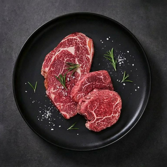 [에이징크래프트] 한우 드라이에이징 숙성 등심/안심 스테이크 500g 세트 (등심 300g + 안심 200g), 1개