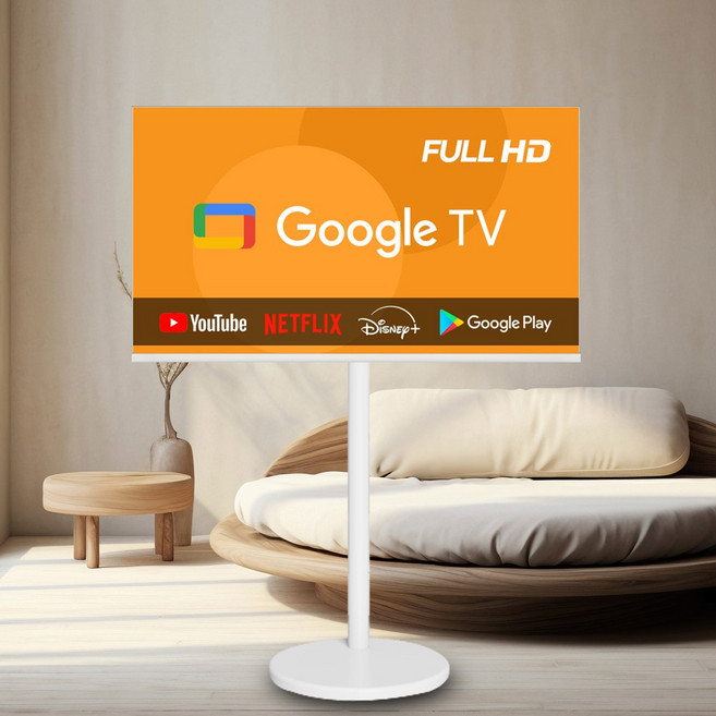 이브이 101cm FHD 40형 스마트 구글TV 화이트 삼탠바이미 셋트, 101cm(40인치), EV400F_GLSMW, 스탠드형, 고객직접설치