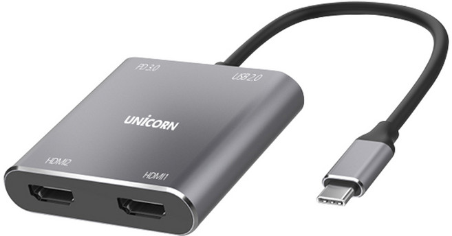 유니콘 USB-T조합형pe C TO HDMI 듀얼 디스플레이 컨버터 4I1 CH-400KD, 1개