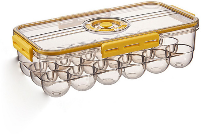 냉장고 정리함 빠른 냉동 만두 있계란보관함 음식 야채 과일 저장 가능 뚜껑이 있는 쌓을 수 있는, 노랑색, 1개